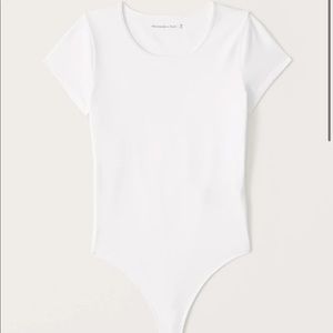 A&F White Short-Sleeve Crewneck Bodysuit